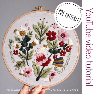 "Bird of happiness" pdf pattern 26cm (10") + video tutorial