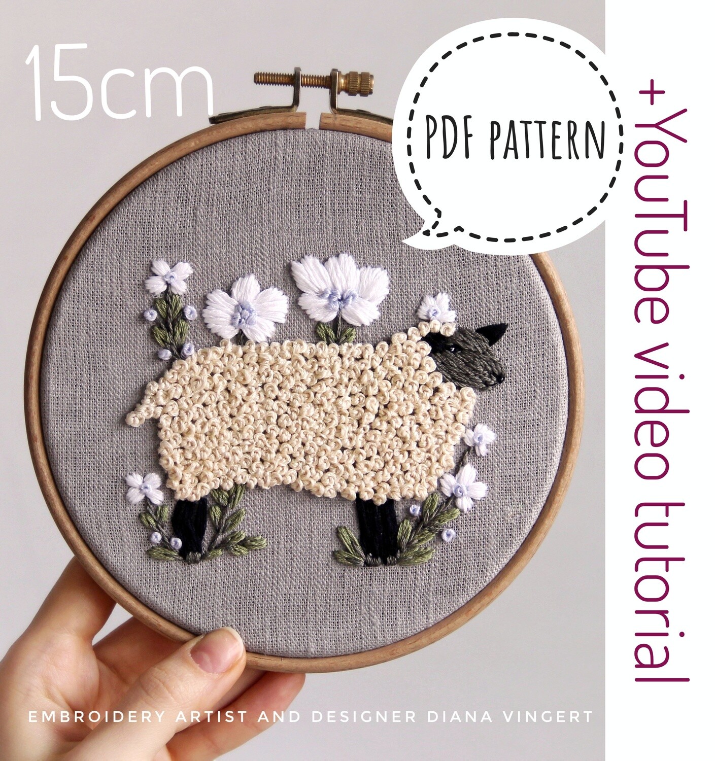 "Sheep" pdf pattern 15cm (6") + video tutorial