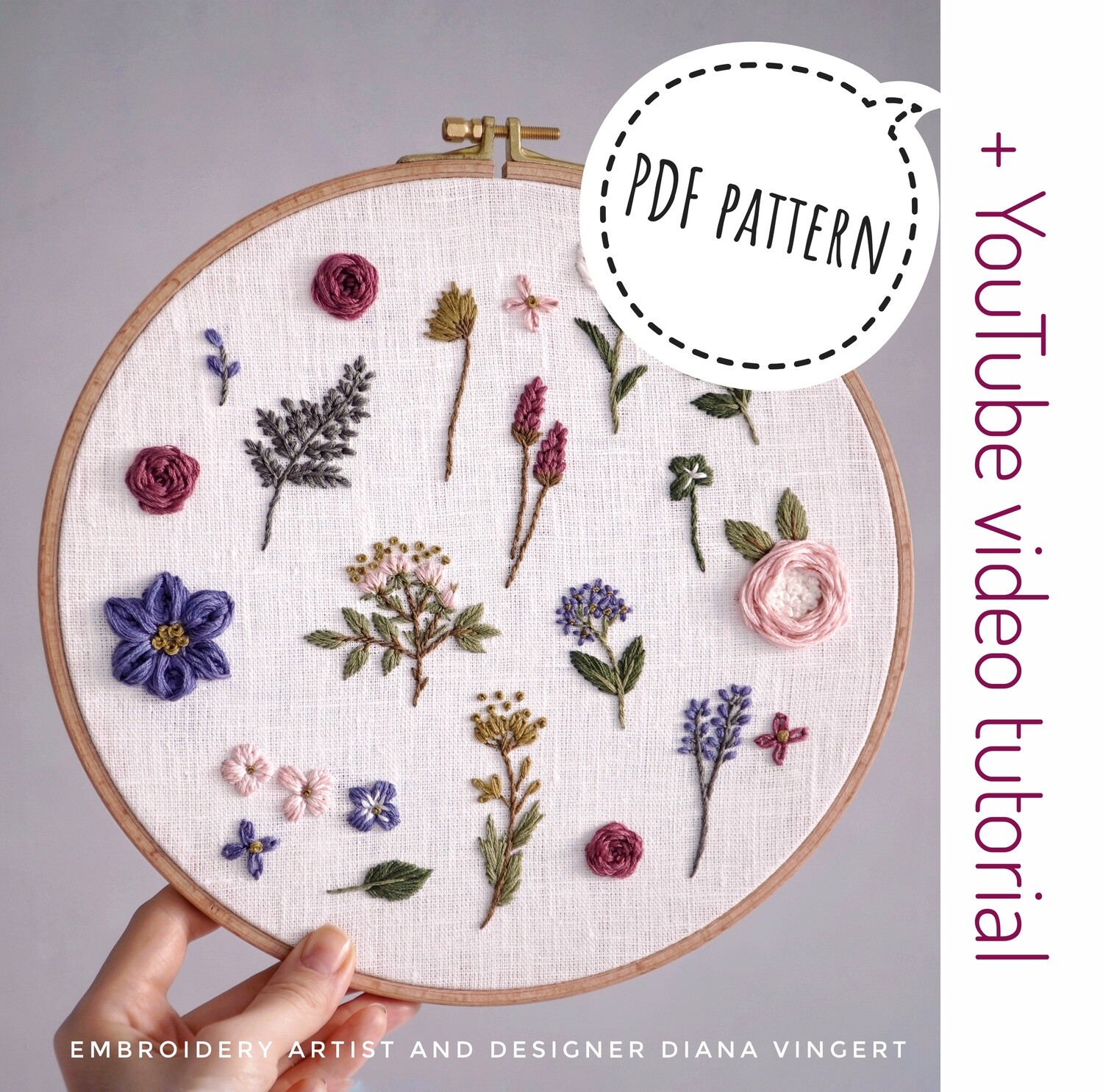 "Botanical elements 2" pdf pattern 26 cm (10") + video tutorial