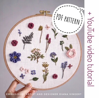 "Botanical elements 2" pdf pattern 26 cm (10") + video tutorial