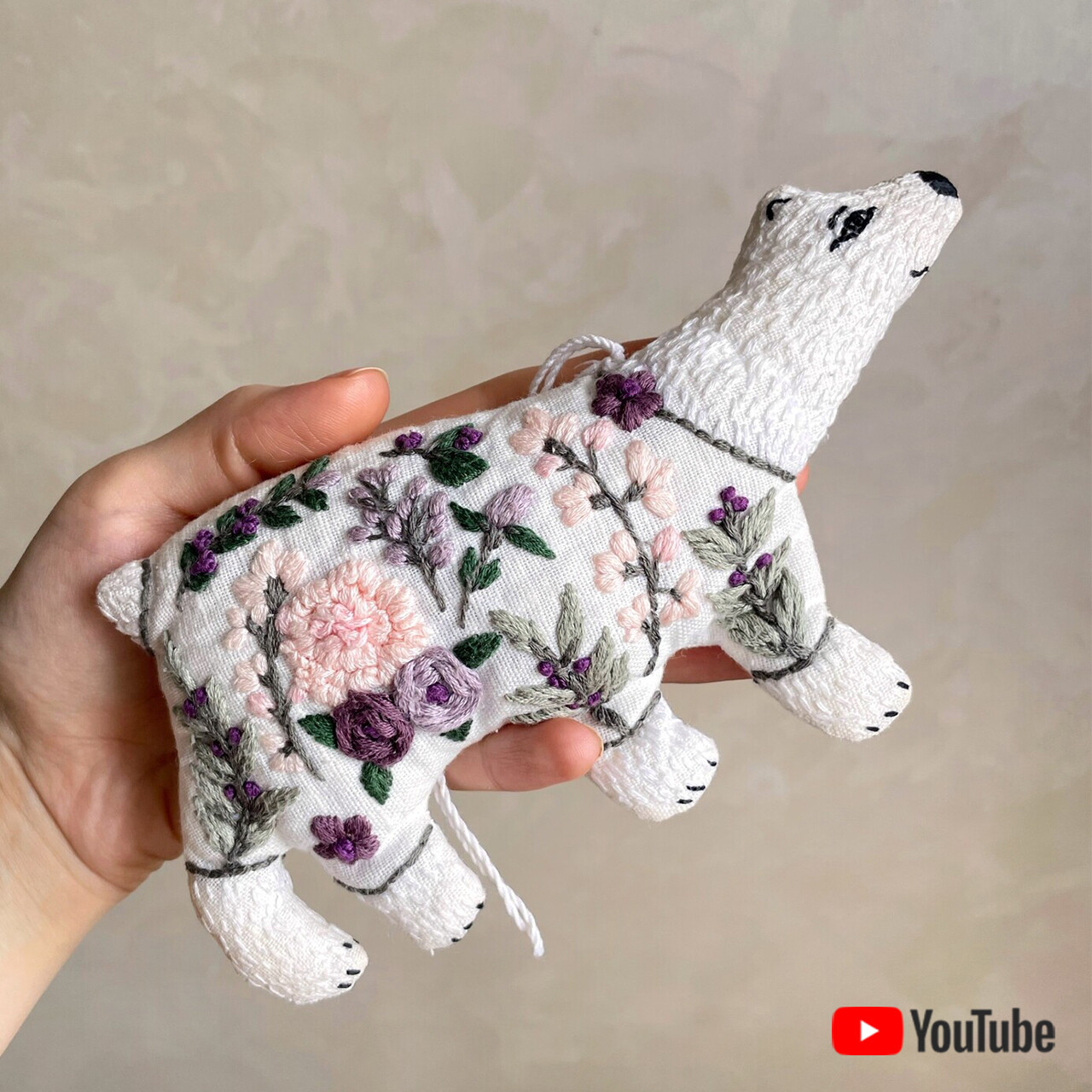 "Mama bear" linen toy pdf pattern + video tutorial
