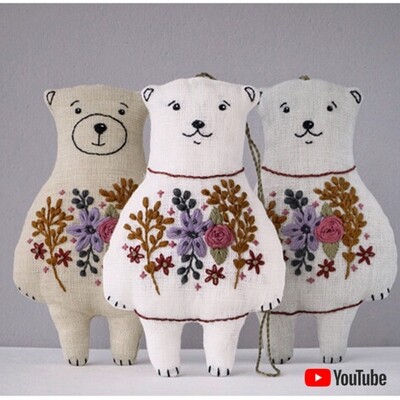 "Linen toy bear" pdf pattern + video tutorial