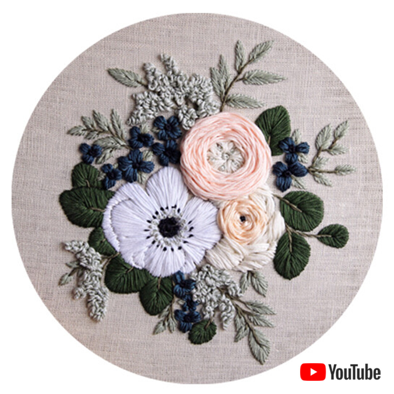 "Anemone and ranunculus bouquet" pdf pattern 20 or 26 cm (8" or 10") + video tutorial