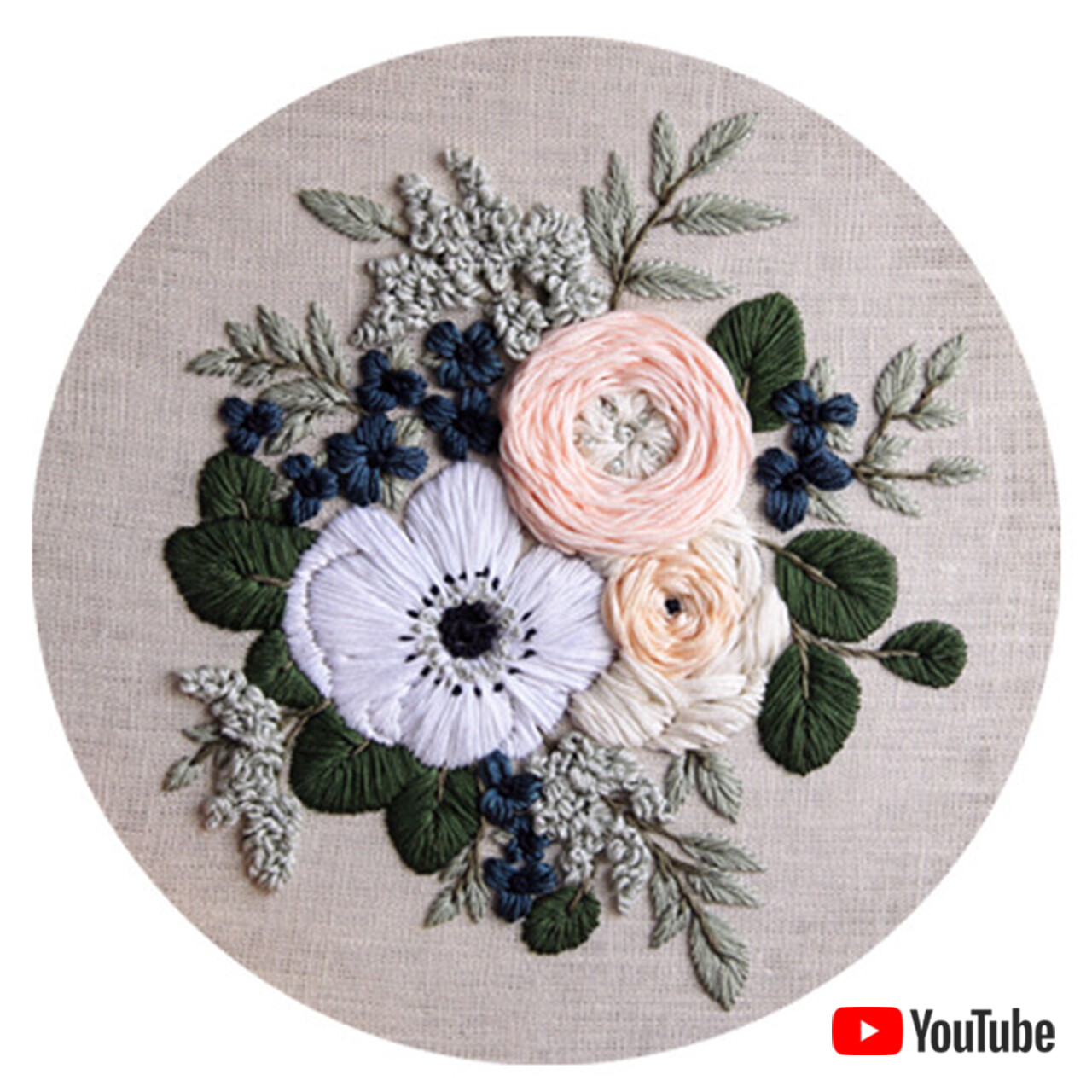 &quot;Anemone and ranunculus bouquet&quot; pdf pattern 20 or 26 cm (8&quot; or 10&quot;) + video tutorial