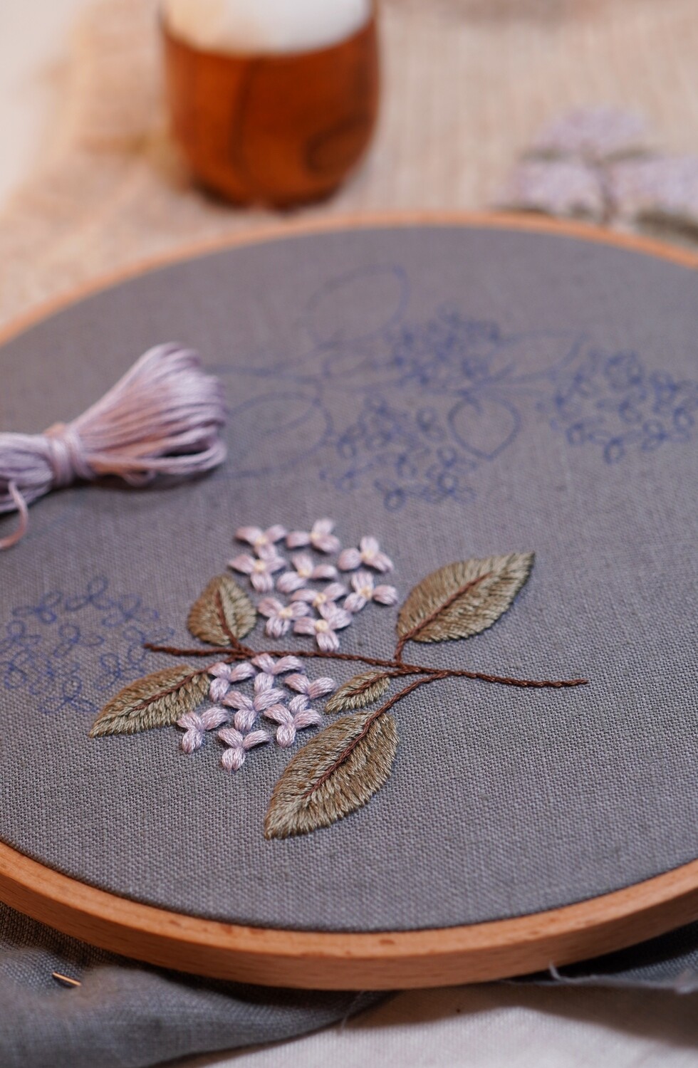 "Blue hydrangea" pdf pattern 15/20/26 cm (6"/8"/10") + video tutorial