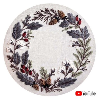 "Floral wreath" pdf pattern 25/26 cm (10 inch) + video tutorial