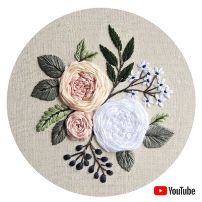&quot;Garden roses&quot; pdf pattern 20 cm (8&quot;) or 17,5cm (7&quot;)  + video tutorial