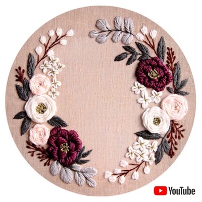 "Spring honey floral wreath" pdf pattern 26cm (10") + video tutorial