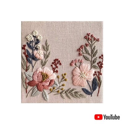 "Camelia flowers" pdf pattern 15x15 cm/20x20 cm + video tutorial