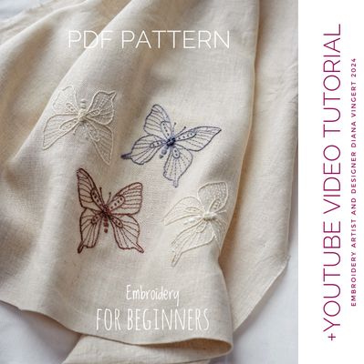 &quot;Machaon Butterfly&quot; embroidery pattern + video tutorial