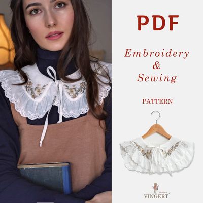 &quot;Olivia&quot; DIY tutorial for embroidered collar (video tutorial, patterns)