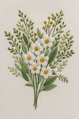 FREE embroidery pattern "Delicate Meadow Bouquet" - 10, 15 cm