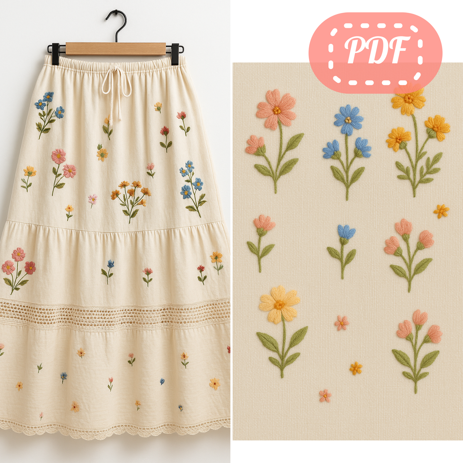&quot;Tuscany&quot; embroidery patterns bundle - over 30 flower templates