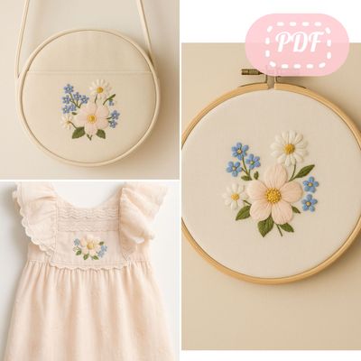 &quot;June dawn&quot; set of embroidery patterns - 4 flower templates