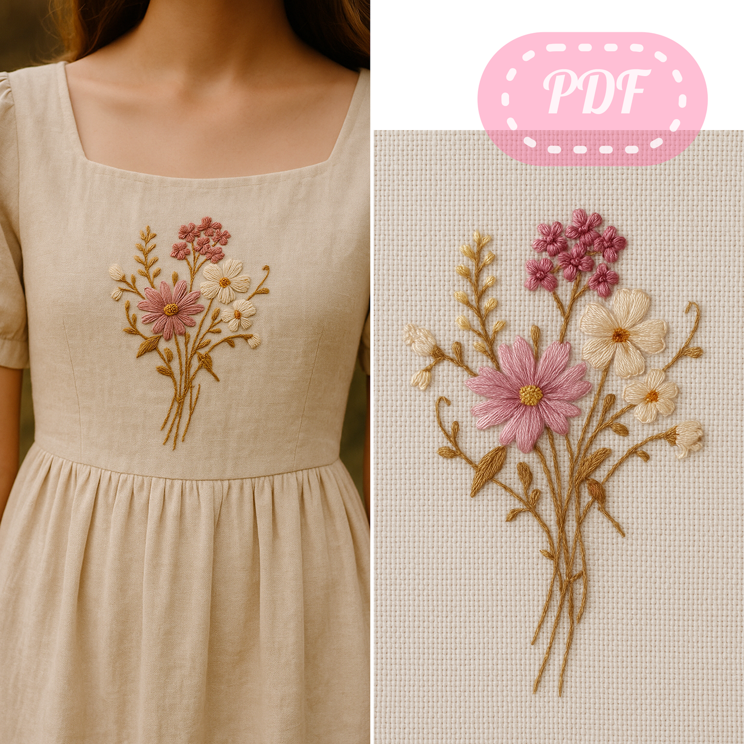 &quot;Flora Antiqua&quot; embroidery pattern - 10, 15, 20 cm