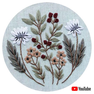&quot;Blue flowers&quot; pdf pattern 20 cm (8&quot;) + video tutorial