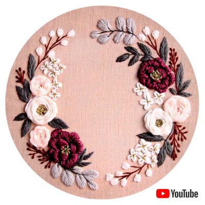 &quot;Spring honey floral wreath&quot; pdf pattern 26cm (10&quot;) + video tutorial