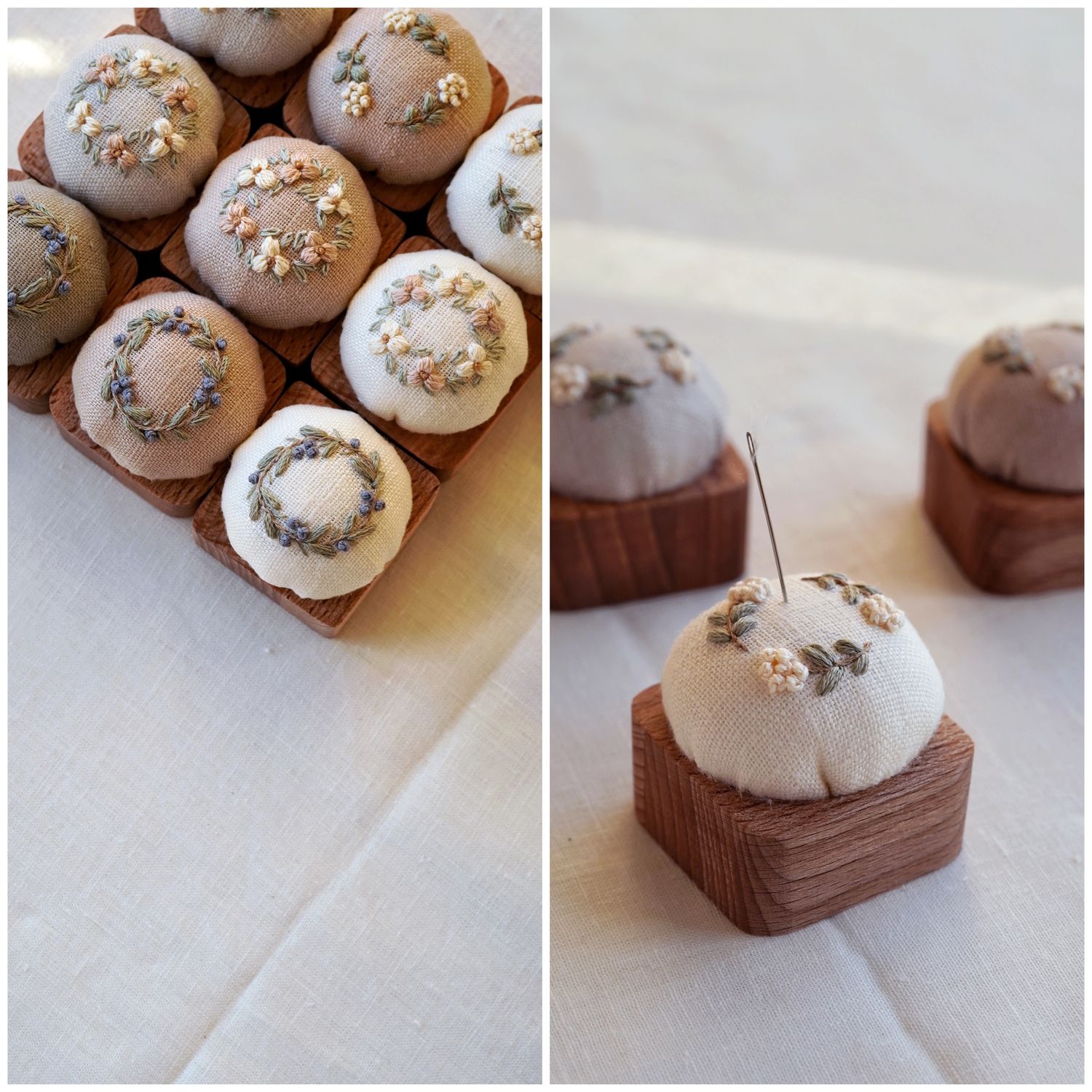 Printable patterns for small embroidered pincushions - 3 designs