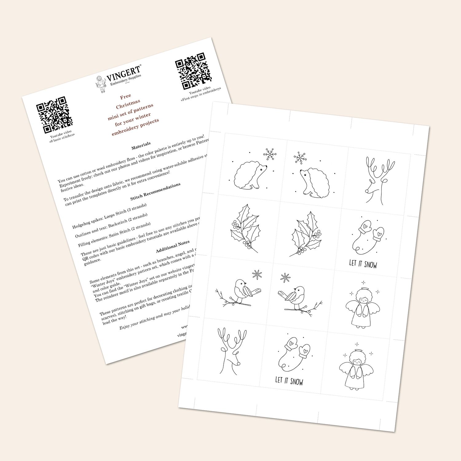 FREE mini set of Christmas embroidery patterns - 6 designs