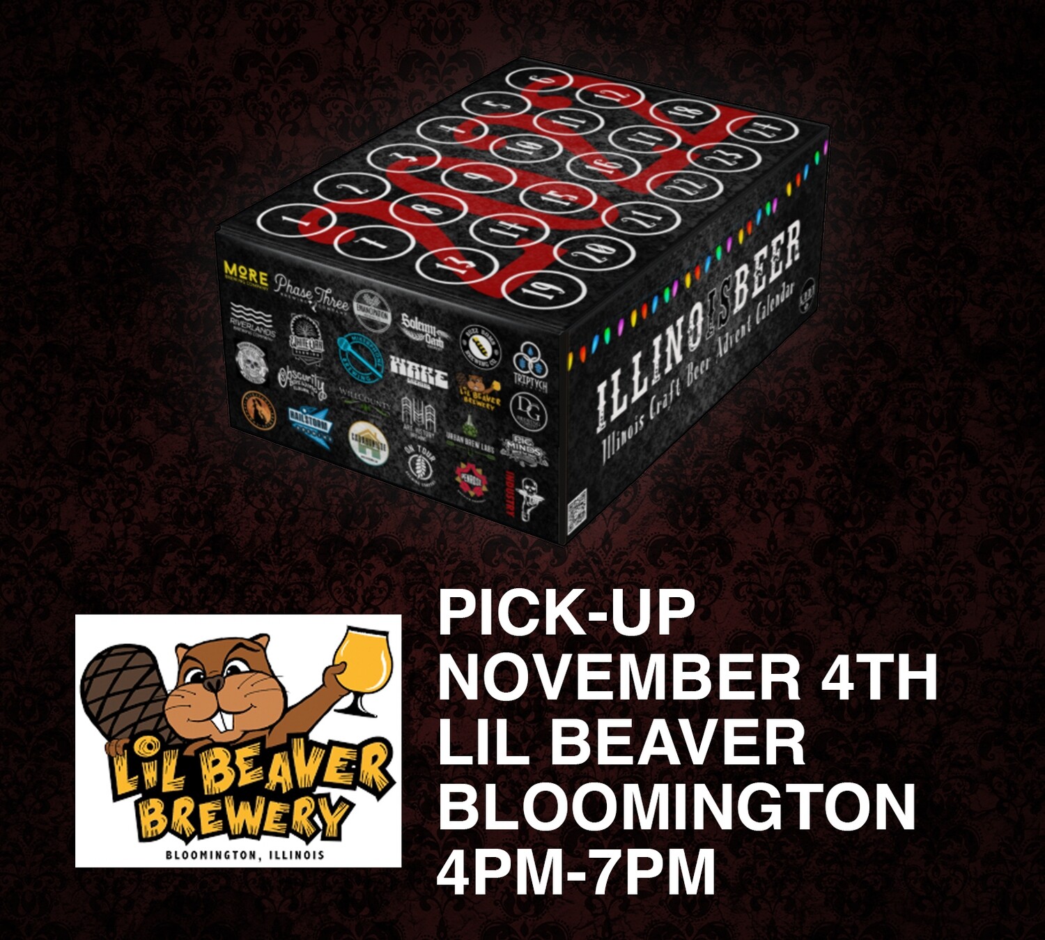 Pick Up 11/4 Bloomington IL (Lil Beaver) - 4PM to 7PM ILLINOISBEER Craft Beer Advent Calendar