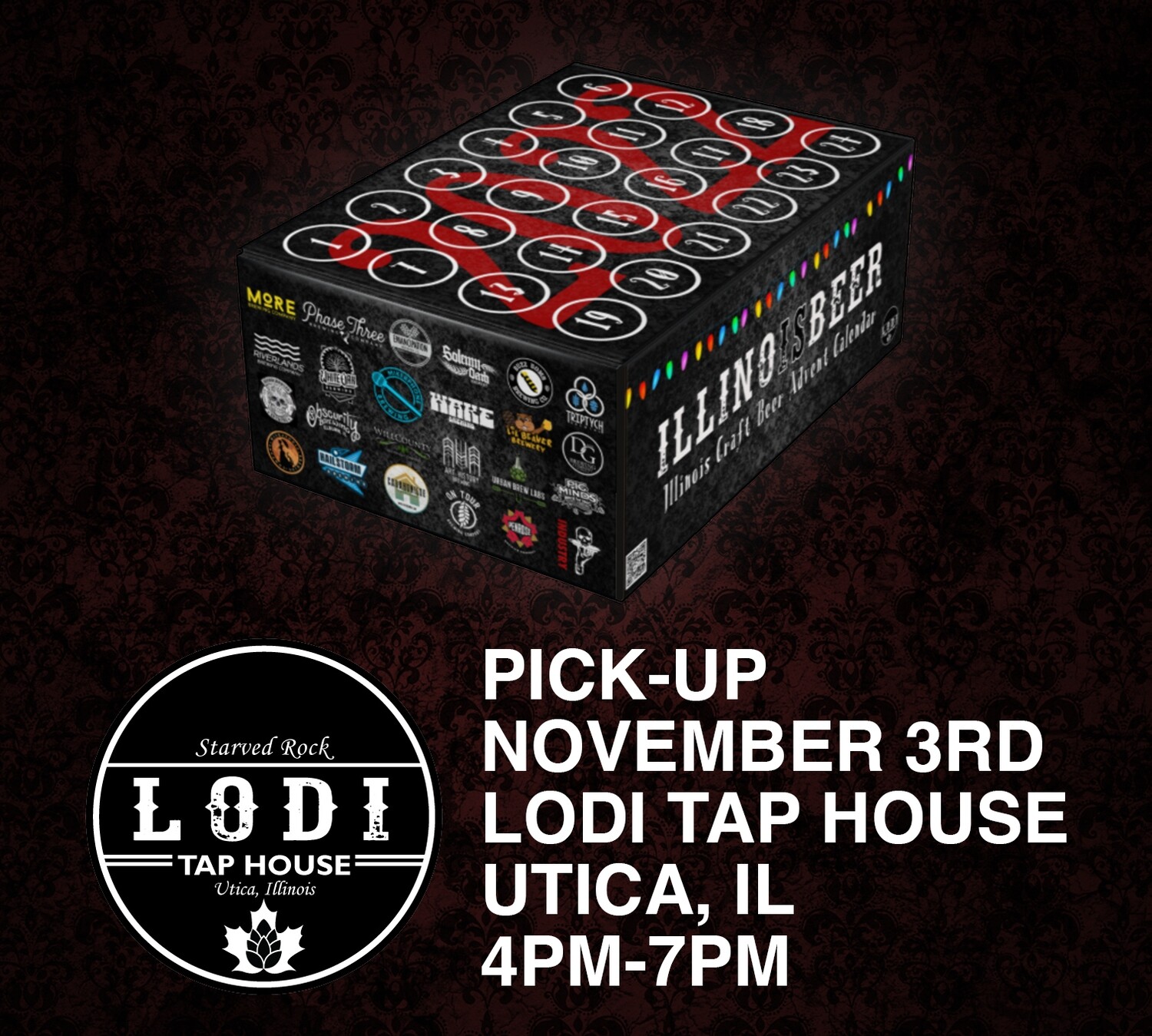 Pick Up 11/3 Utica IL (Lodi Tap House) 4PM to 7PM - ILLINOISBEER Craft Beer Advent Calendar