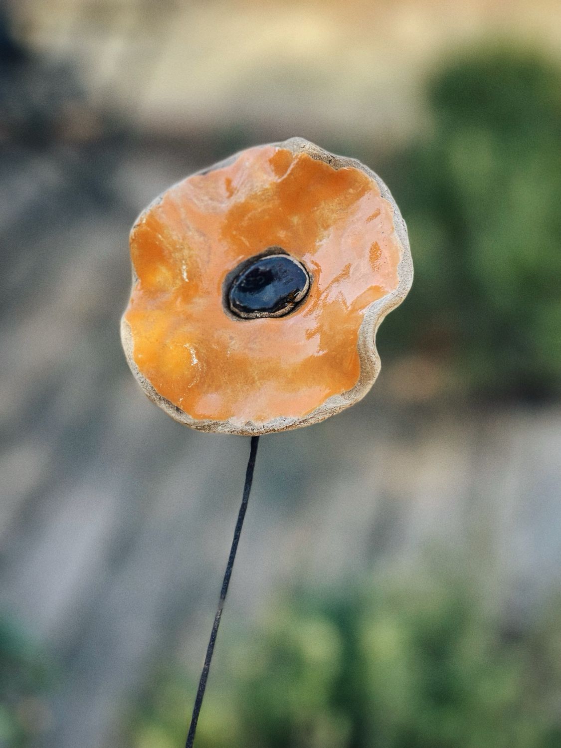 Oranje - keramieken bloem