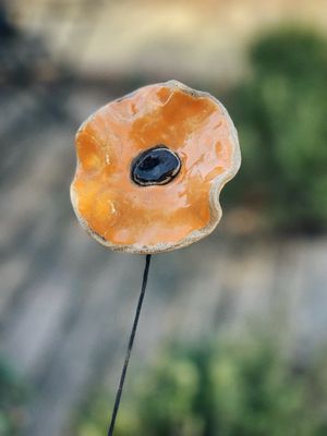 Oranje - keramieken bloem