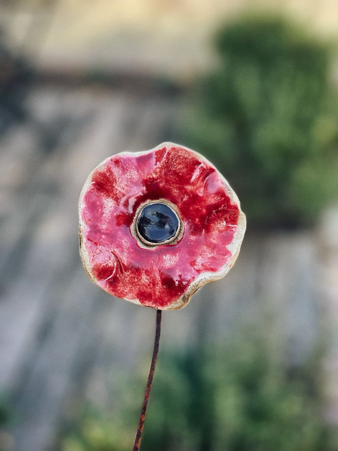 Rood - keramieken bloem