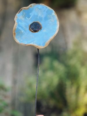 Blauw - keramieken bloem