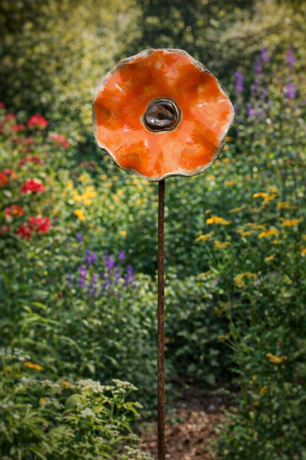 Oranje - keramieken bloem