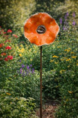 Oranje - keramieken bloem