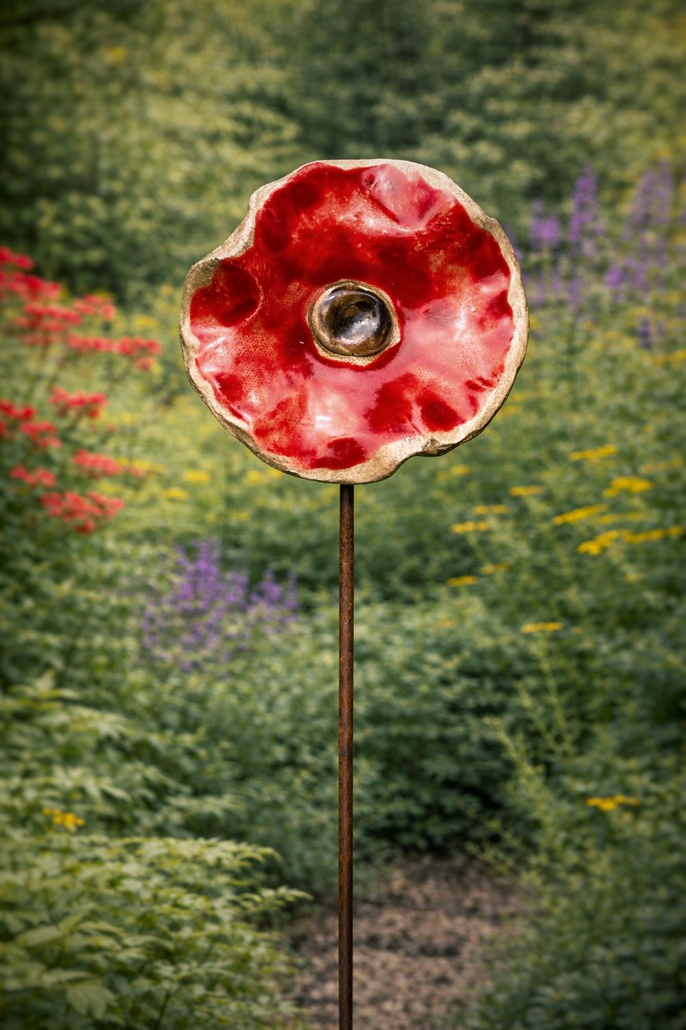 Rood - keramieken bloem