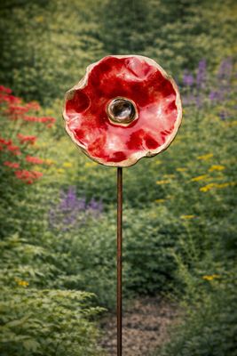 Rood - keramieken bloem