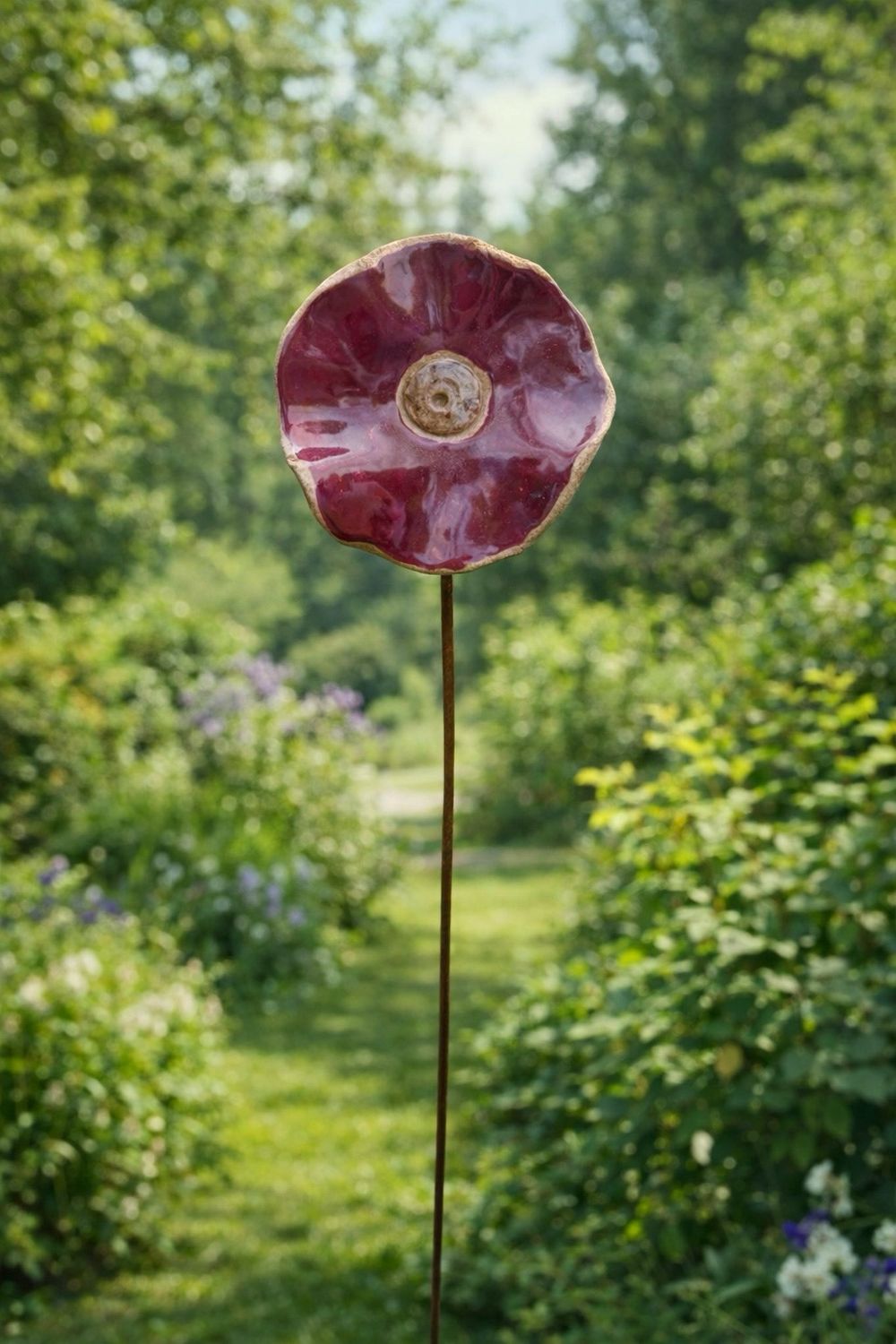 Diep bordeaux - keramieken bloem