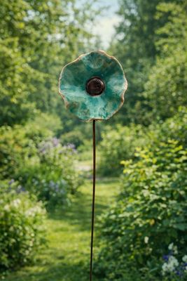 Turquoois - keramieken bloem