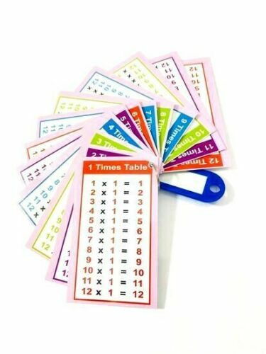 Home School Maths Resource Pocket size KS1 KS2 Times Tables Flash Cards 