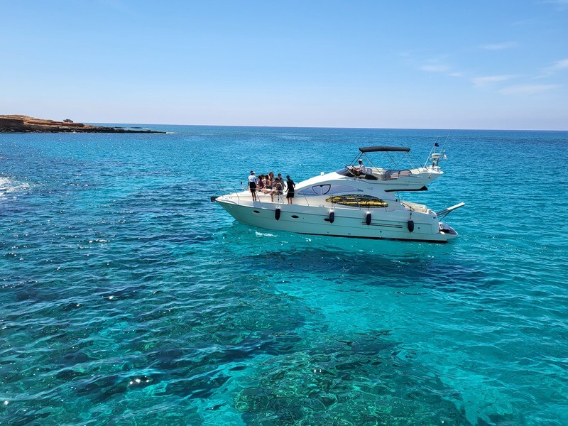 8 hour private boat trip Azimut 42 Yacht Ayia Napa Protaras