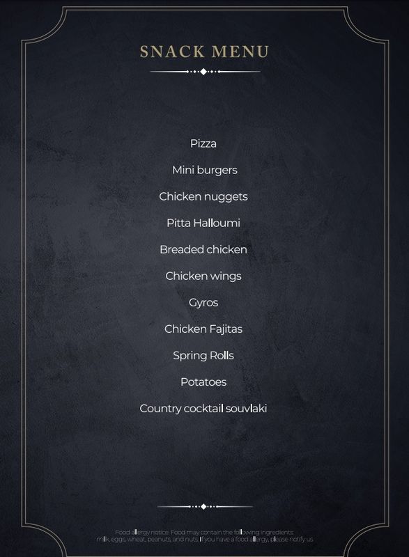 Private Catering Ayia Napa Protaras Snack Menu