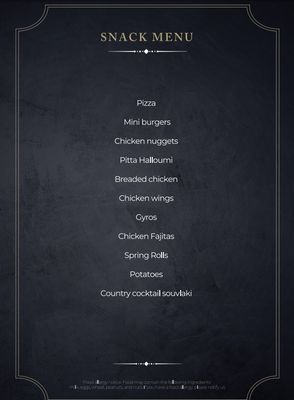 Private Catering Ayia Napa Protaras Snack Menu