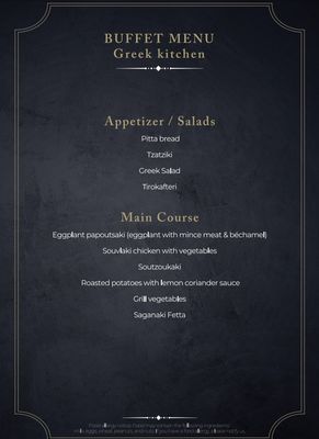 Private Catering Ayia Napa Protaras Greek Menu