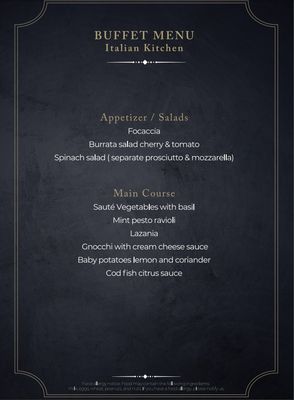 Private Catering Ayia Napa Protaras Italian Menu