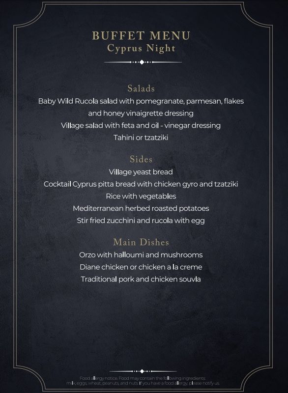 Private Catering Ayia Napa Protaras Cyprus Menu
