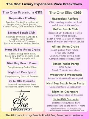 The One Experience ELITE Package Ayia Napa