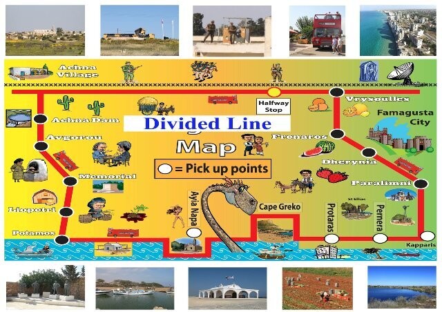 Original Red Bus Villages and Divided Line Tour Open Top bus from Ayia Napa Protaras