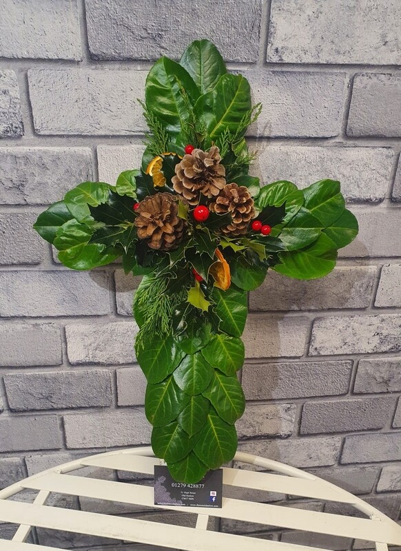 Laurel Festive Cross 19"
