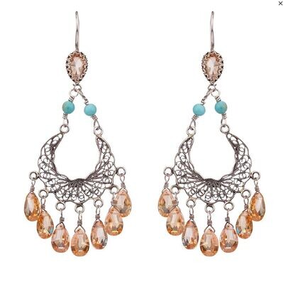 Airy Earrings - Apricot CZ/Turquoise - Yvone Christa