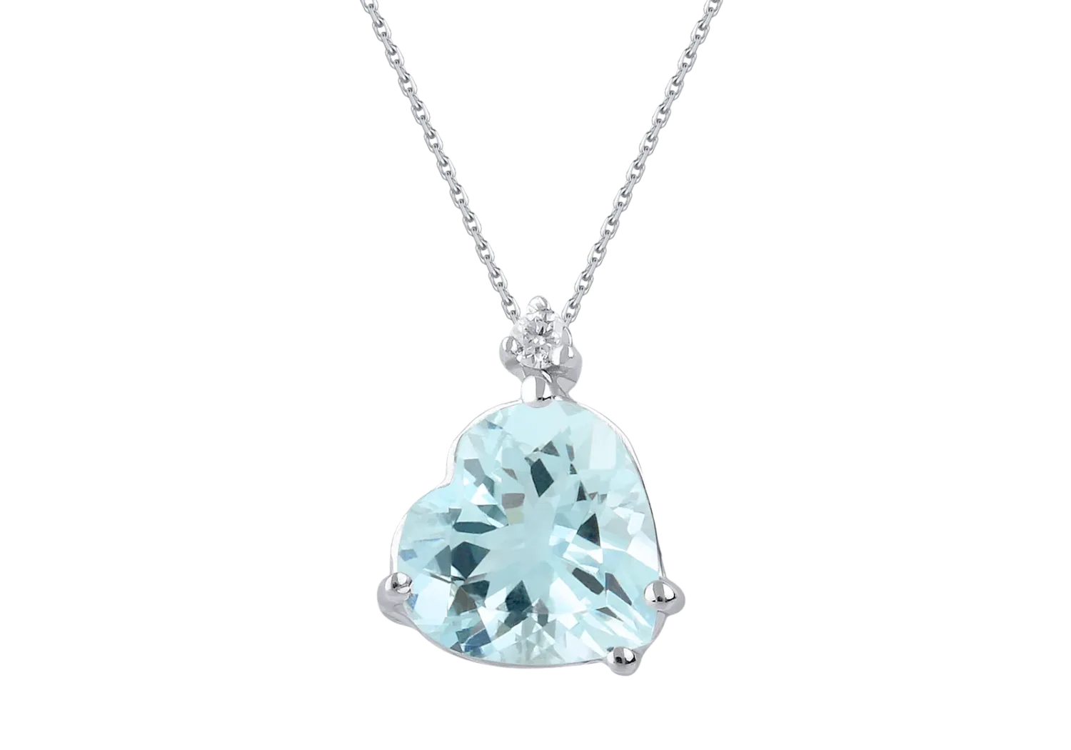 LEAH . Collana oro bianco 18Kt acquamarina e diamante