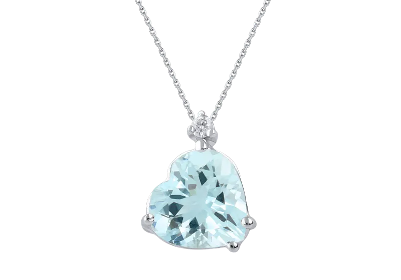 LEAH . Collana oro bianco 18Kt acquamarina e diamante