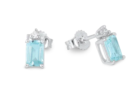 Crystal Orecchini  oro 18 Kt Acquamarina e Diamante