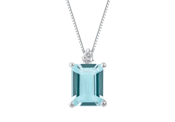 Crystal Collana in oro 18Kt Acquamarina e Diamante